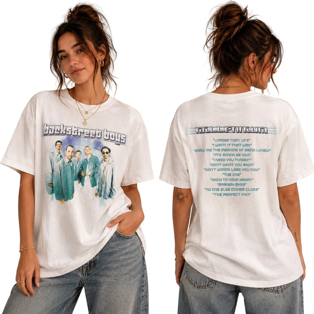 Backstreet Boys T-Shirt Unisex L/XL White Millennium Album Graphic Tee 2024 NWOT